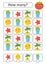 Counting game for preschool children. The study of mathematics. How many shapes in the picture. Flower pot, star, moon, palm tree.