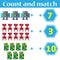 Counting game for preschool kids. Educational and mathematical game for children. Count and match - worksheet for kids