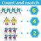 Counting game for preschool kids. Educational and mathematical game for children. Count and match - worksheet for kids