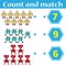 Counting game for preschool kids. Educational and mathematical game for children. Count and match - worksheet for kids