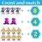 Counting game for preschool kids. Educational and mathematical game for children. Count and match - worksheet for kids