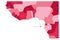 Countries of Guinea Gulf - Western Africa. Simplified and schematic political map. Vector illustration in shades of pink