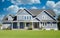 Country Acreage Farmhouse Front Exterior Mansion Maison House Cumulus Sky Background