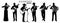 Country Band Silhouettes Set. Singer girl with acoustic guitar, banjo man, bass guitarist, accordionist, violin player.