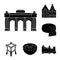 Country Belgium black icons in set collection for design.Travel and attractions Belgium vector symbol stock web
