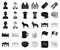 Country Belgium black,monochrome icons in set collection for design.Travel and attractions Belgium vector symbol stock