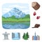 Country Canada cartoon icons in set collection for design. Canada and landmark vector symbol stock web illustration.