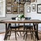 Country Charm: A cozy farmhouse-style dining room with a rustic wooden table, mason jar chandeliers, and a gallery wall of vinta