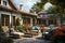 Country Charm: Exploring a Cozy Courtyard with a Patio in a Rustic Home. Generative By Ai