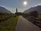 Country church, vineyards and cycle path for a natural landscape