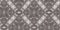 Country cottage grey intricate damask seamless border. 2 Tone french style ribbon. Simple rustic fabric textile for