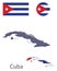 Country Cuba silhouette and flag vector