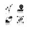 Country economics drop shadow black glyph icons set. Gross domestic product, outsorting and industry development