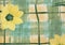 Country fabric with yellow daisies for background
