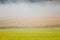 Country field fog landscape on autumn day