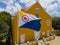 Country Flag of Bonaire Island in the Caribbean waving in front of the office of Lieutenant Governor.