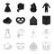 Country Germany black,outline icons in set collection for design. Germany and landmark vector symbol stock web