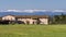 Country and golf resort in the Tuscan countryside against snowy mountains, Pontedera, Pisa, Tuscany, Italy