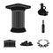 Country Greece black icons in set collection for design.Greece and landmark vector symbol stock web illustration.