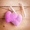 Country hearts on wooden pegs