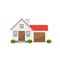 Country house with garage. Vector illustration