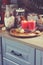 Country house kitchen decorated for Christmas and new year Holidays