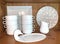 Country Kitchen Shelf with white porcelain dishes