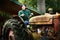 A Country Lady Driving Old Tractor