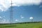 Country landscape with power line metal pilons