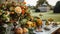 Country life, fruit garden and floral decor, autumnal flowers and autumn fruit harvest celebration, country cottage style,