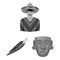 Country Mexico monochrome icons in set collection for design. Mexico and landmark vector symbol stock web illustration.