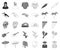 Country Mexico monochrome,outline icons in set collection for design. Mexico and landmark vector symbol stock web