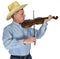 Country Music Musician Playing Violin or Fiddle Isolated