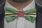 Country national Dominica flag on bowtie business man suit