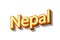 Country Nepal text for Title or Headline. In 3D Fancy Fun and Cute style.