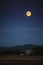 Country Night landscape with full moon, vertical