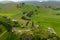 Country Road Aerial View, Rolling Hills of New Zealand Countryside