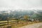 Country road at autumn morning. Carpathian Mountains