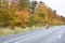 Country road. Autumn scene, low angle, motion blur.