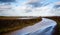 Country road blocked due to flood water