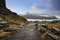 Country road in Iceland. Svinafellsjokull, Svinafell Glacier