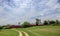 Country road leading to the red barn