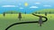 Country Road with nature landscape and sky background vector illustration.Beautiful nature scene design.