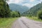 Country road between small settlements in the Carpathians