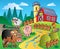 Country scene with red barn 1