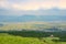 Country side aerial view around the active volcano - Mount Aso