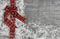 Country style christmas background with red green checked ribbon