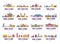 Country thin line icons travel vacation guide places and features. Big set of architecture landscape background concept