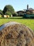 Country village  italy with haybales and church