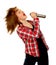 Country Western Girl Singing Into Microphone